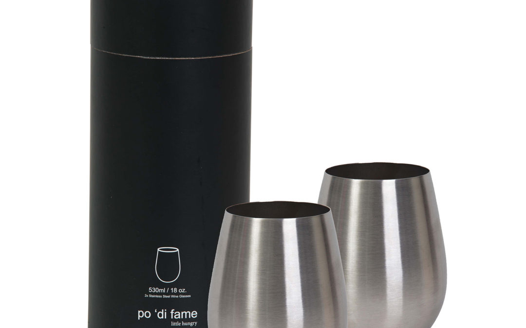 STEMLESS STAINLESS STEEL WINE GLASS SET