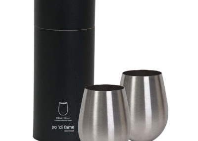 STEMLESS STAINLESS STEEL WINE GLASS SET